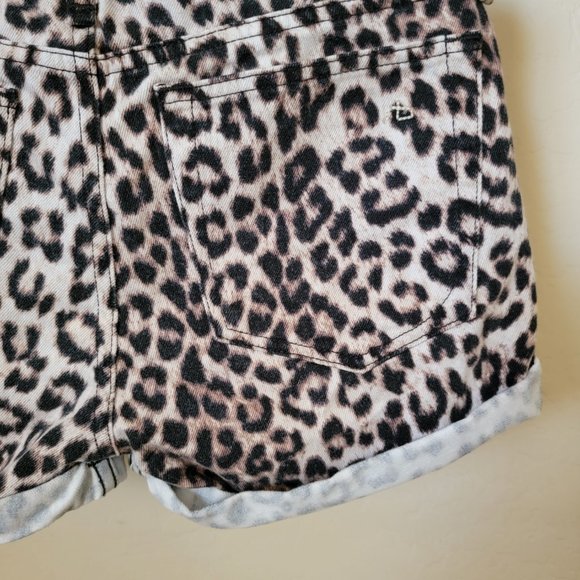 Rag & Bone Rolled Cuff Snow Leopard Print Jean Shorts - Picture 11 of 16